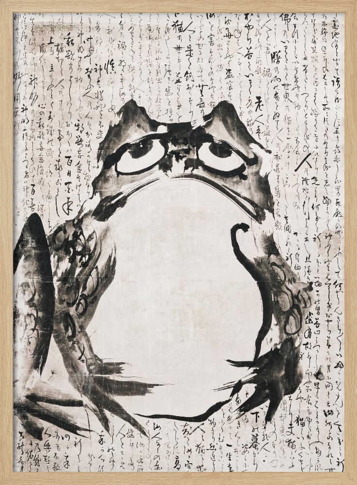 Japanese Frog (late 18th 19th Century) Vintage Ink and Color On Paper Art Print UK — Japanese Vibrant Wall Art — Living...