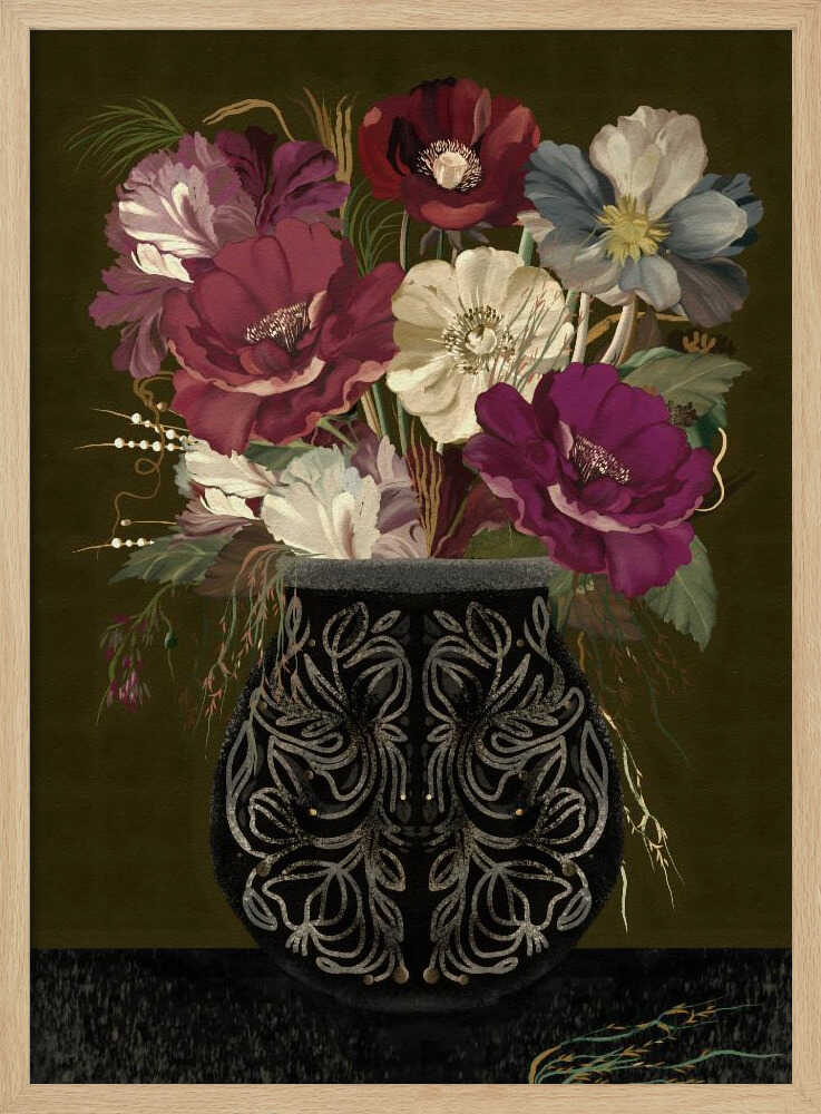 Vintage bouquet Art Print UK — Botanical Vibrant Wall Art — Living Room — Wall It All Prints