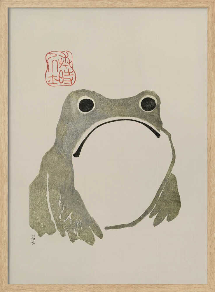 Grumpy Frog I Original Art Print UK — Japanese Vibrant Wall Art — Living Room — Wall It All Prints