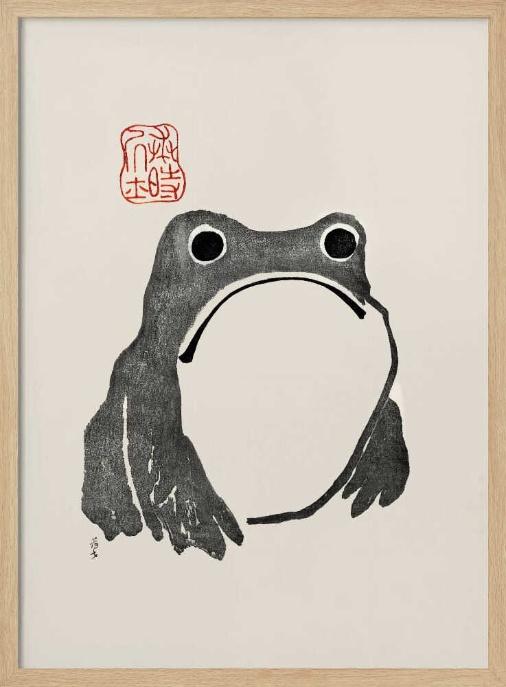 Grumpy Frog I Black Art Print UK — Japanese Vibrant Wall Art — Living Room — Wall It All Prints