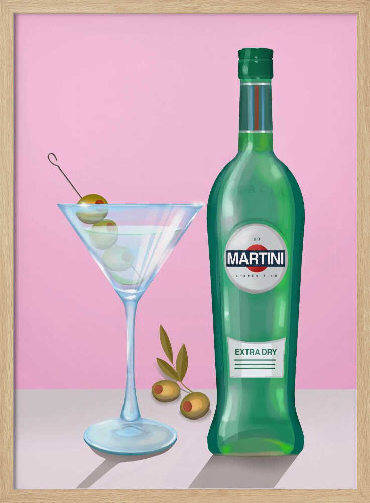 Martini Cocktail Art Print UK — Vintage Minimal Wall Art — Living Room — Wall It All Prints