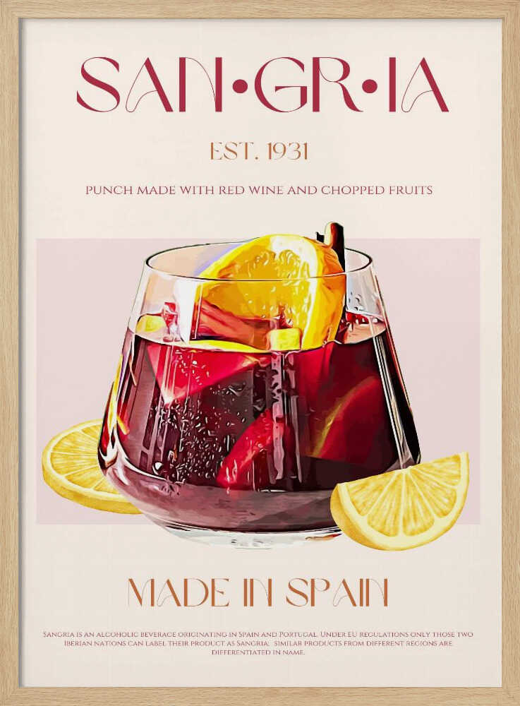 Classic Spanish Sangria Art Print UK — Vintage Vibrant Wall Art — Kitchen — Wall It All Prints