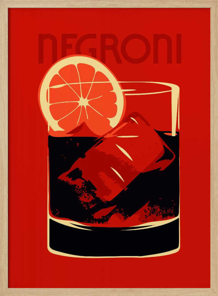 Classic Negroni Cocktail Art Print UK — Abstract Vibrant Wall Art — Kitchen — Wall It All Prints