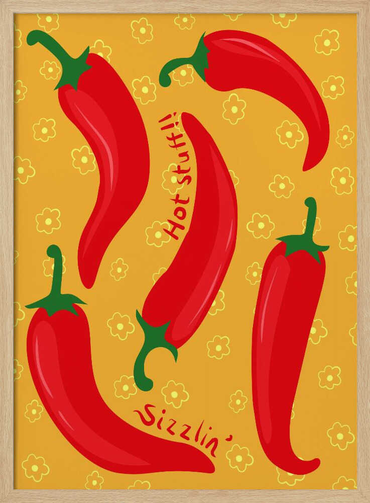 Hot Sizzlin' Chili Peppers Art Print UK — Botanical Vibrant Wall Art — Kitchen — Wall It All Prints