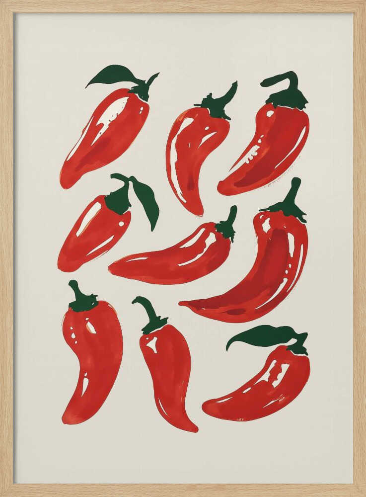 Red Hot Chilies Art Print UK — Botanical Vibrant Wall Art — Kitchen — Wall It All Prints