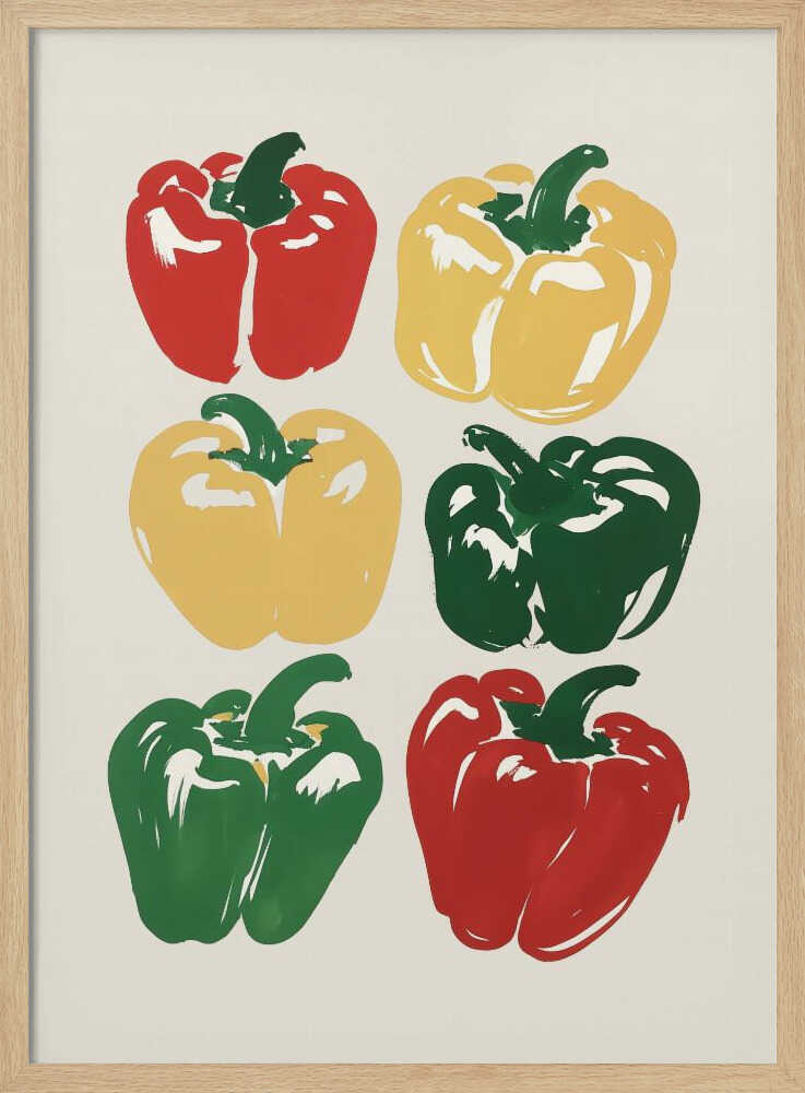 Pop Art Peppers Art Print UK — Botanical Vibrant Wall Art — Kitchen — Wall It All Prints