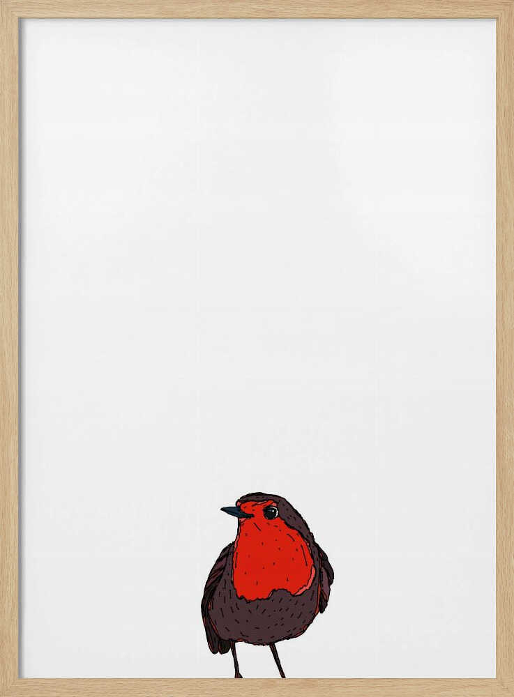 Little Red Robin Art Print UK — Botanical Vibrant Wall Art — Office — Wall It All Prints
