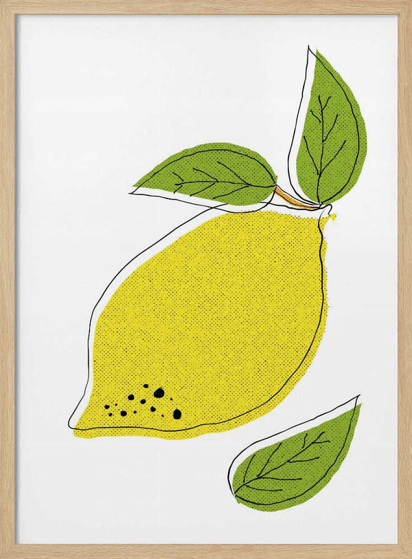 Bright Lemon Illustration Art Print UK — Botanical Vibrant Wall Art — Kitchen — Wall It All Prints
