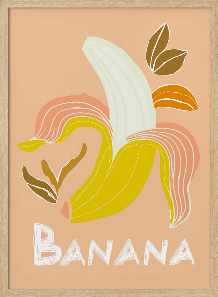 Fresh Peeled Banana Art Print UK — Botanical Vibrant Wall Art — Kitchen — Wall It All Prints