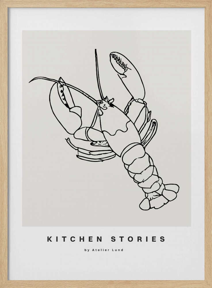 Lobster Linework Art Print UK — Abstract Dark Wall Art — Kitchen — Wall It All Prints