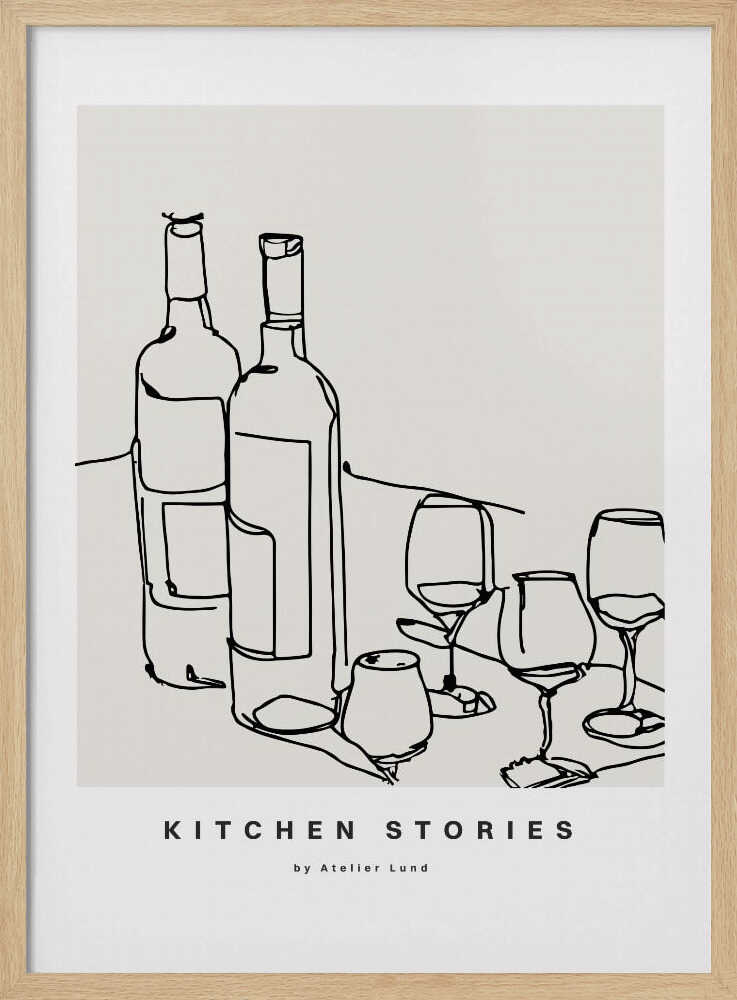 Wine and Conversation Art Print UK — Abstract Minimal Wall Art — Kitchen — Wall It All Prints