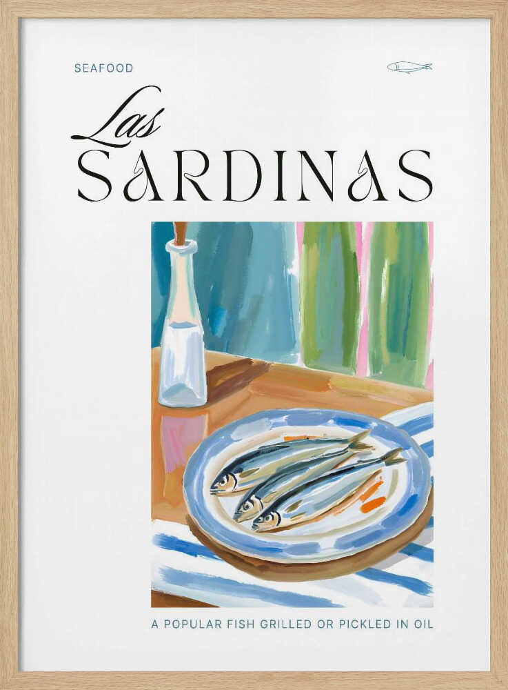 Mediterranean Sardine Dish Art Print UK — Food Vibrant Wall Art — Kitchen — Wall It All Prints