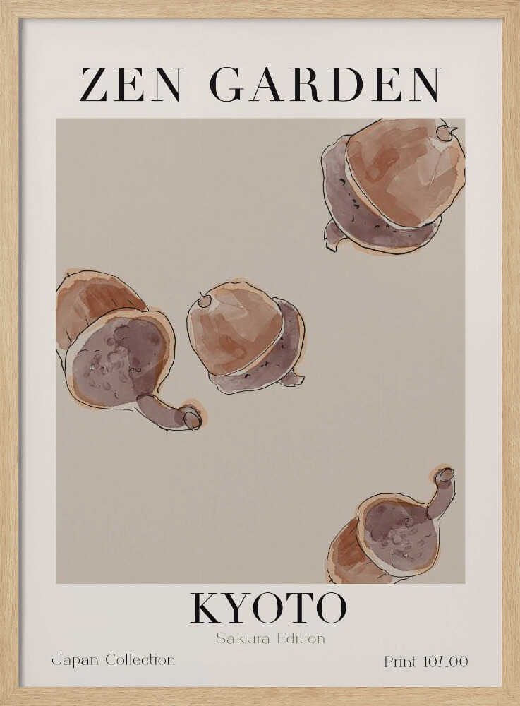 Falling Acorns Art Print UK — Japanese Calm Wall Art — Office — Wall It All Prints