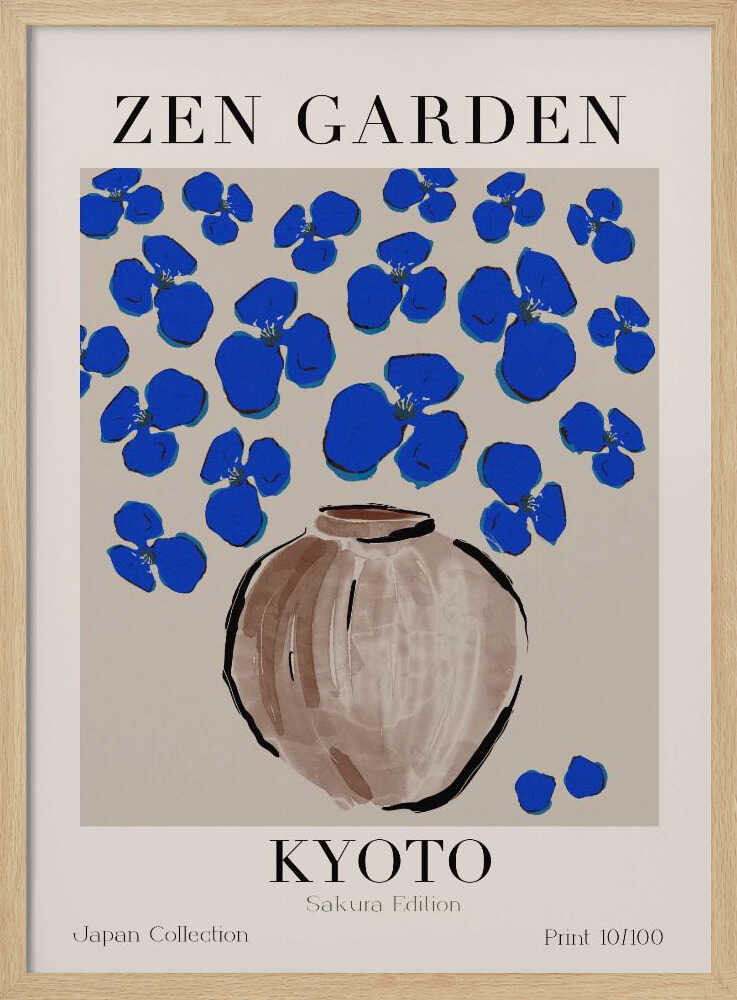 Cerulean Blossoms Art Print UK — Japanese Calm Wall Art — Bedroom — Wall It All Prints
