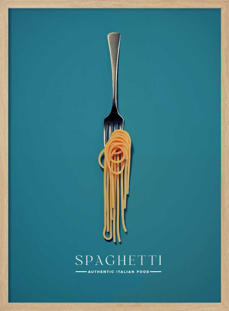 Italian Spaghetti Fork Art Print UK — Abstract Vibrant Wall Art — Kitchen — Wall It All Prints
