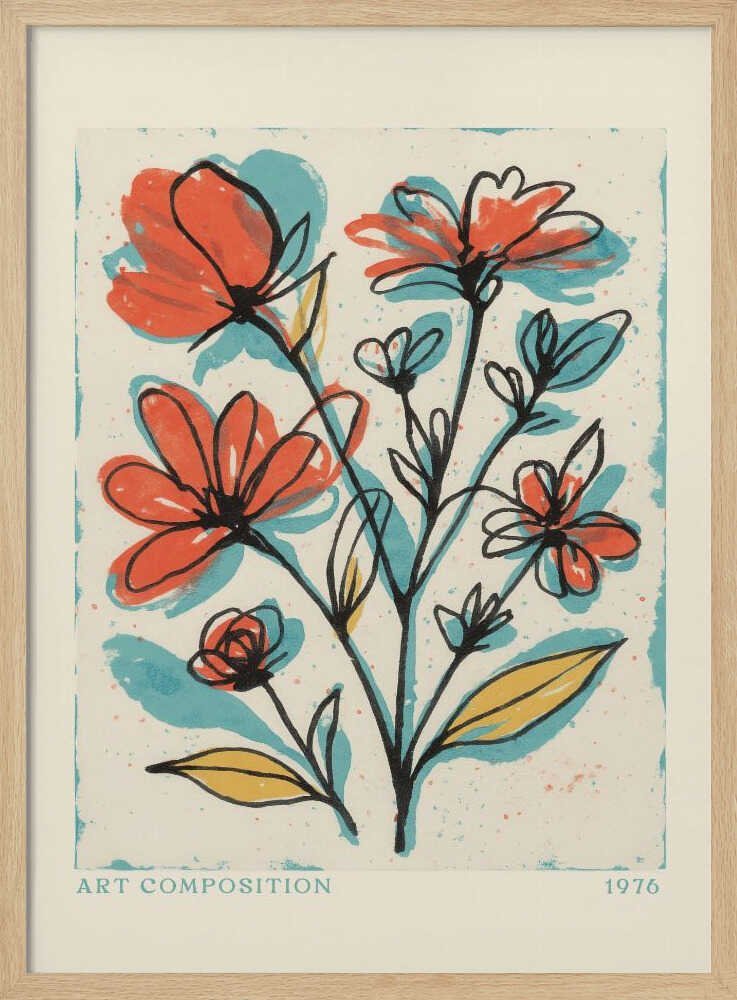 Blooming Sketches Art Print UK — Botanical Vibrant Wall Art — Living Room — Wall It All Prints