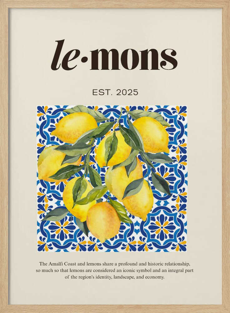Lemons Beige Art Print UK — Food Vibrant Wall Art — Kitchen — Wall It All Prints