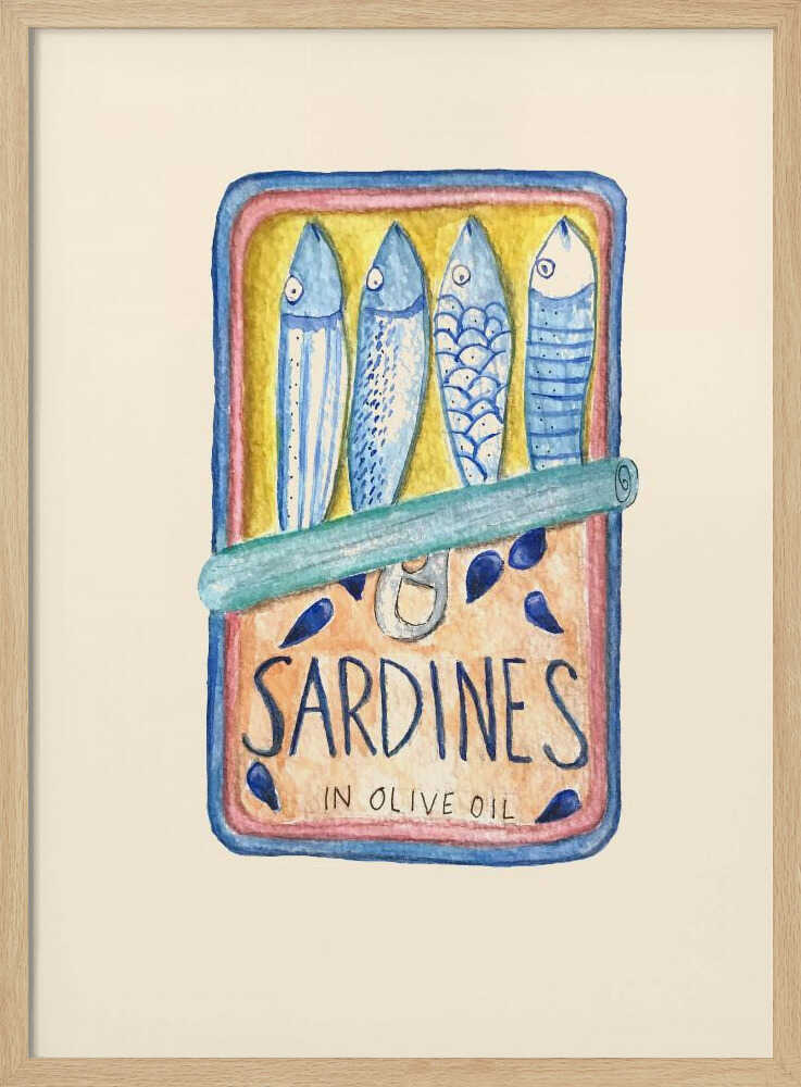 Rustic Sardines In Oil Art Print UK — Landscape Vibrant Wall Art — Kitchen — Wall It All Prints