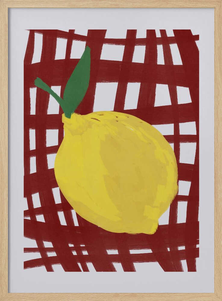Bright Lemon Red Grid Art Print UK — Botanical Vibrant Wall Art — Kitchen — Wall It All Prints