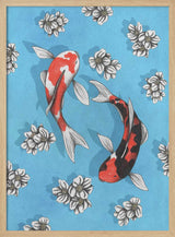 Two Koi Pond Flowers Art Print UK — Japanese Calm Wall Art — Bedroom — Wall It All Prints