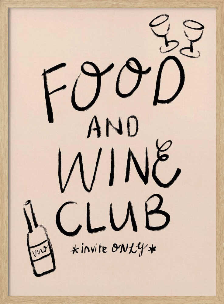 Food Wine Club Invite Art Print UK — Food Vibrant Wall Art — Kitchen — Wall It All Prints