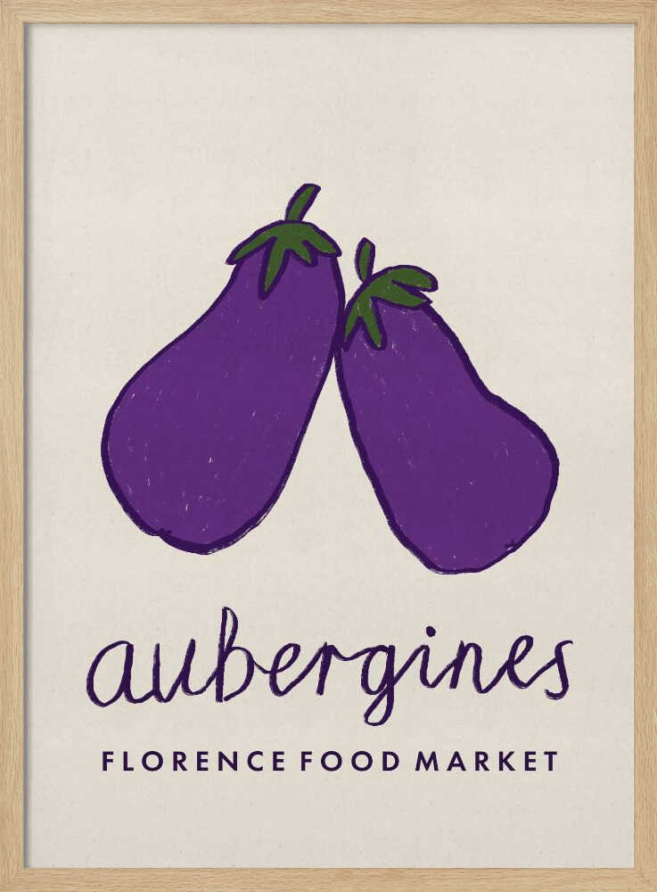 Purple Aubergines Market Art Print UK — Botanical Fresh Wall Art — Kitchen — Wall It All Prints