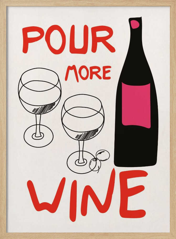 Pour More Wine Art Print UK — Abstract Dark Wall Art — Kitchen — Wall It All Prints