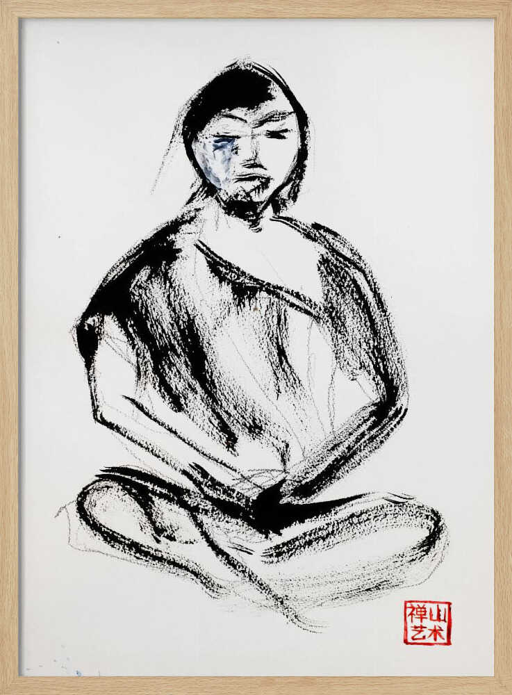 Meditating Zen Monk Art Print UK — Japanese Calm Wall Art — Bedroom — Wall It All Prints