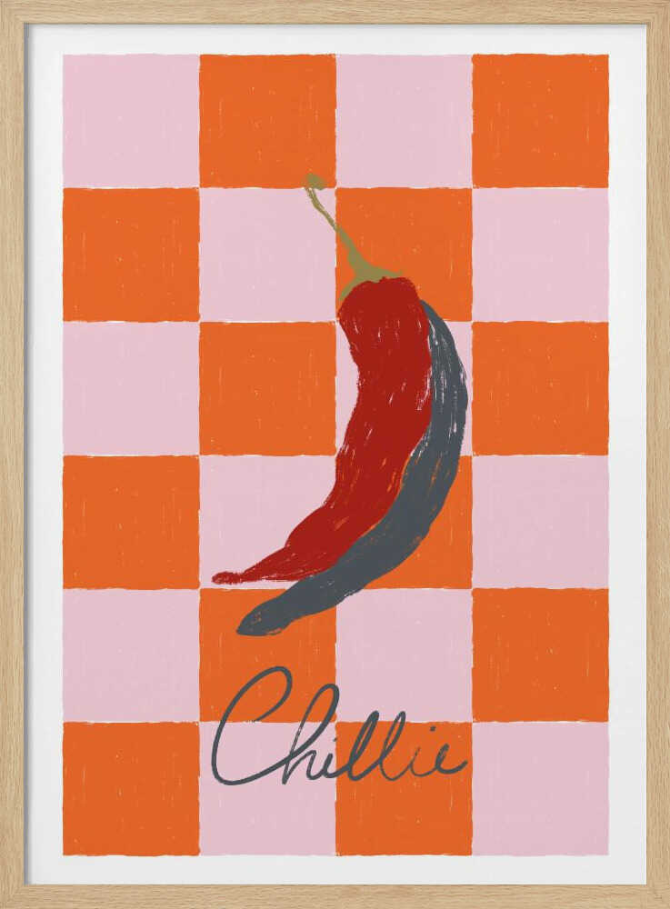 Spicy Chili Checkerboard Art Print UK — Abstract Minimal Wall Art — Kitchen — Wall It All Prints