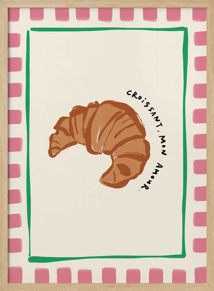 Croissant Mon Amour Art Print UK — Food Minimal Wall Art — Kitchen — Wall It All Prints