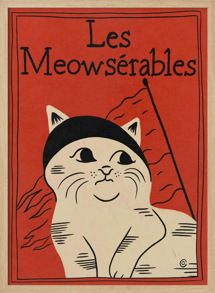 Les Meowserables Art Print UK — Animal Dark Wall Art — Living Room — Wall It All Prints
