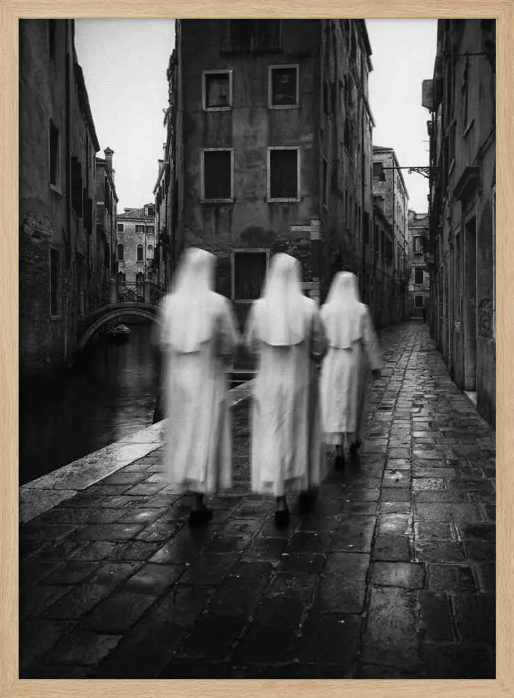 Nuns Walking Venice Street Art Print UK — Dark Moody Calm Wall Art — Living Room — Wall It All Prints