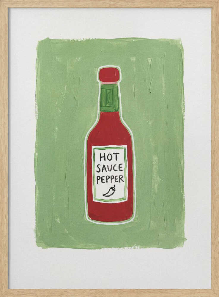 Hot Sauce Pepper Bottle Art Print UK — Food Vibrant Wall Art — Kitchen — Wall It All Prints