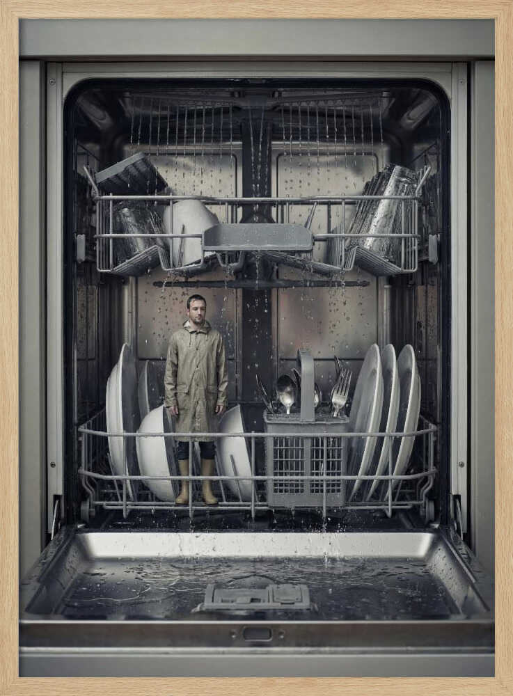 Man In The Dishwasher Art Print UK — Dark Moody Dark Wall Art — Kitchen — Wall It All Prints