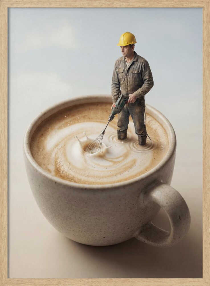 Worker Makes Morning Coffee Art Print UK — Food Vibrant Wall Art — Kitchen — Wall It All Prints