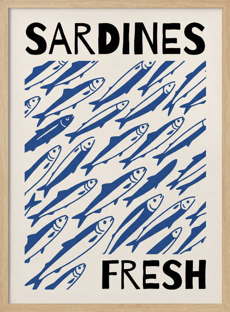 Fresh Sardines Art Print UK — Abstract Dark Wall Art — Kitchen — Wall It All Prints