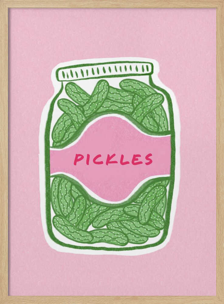 Whimsical Pickle Jar Art Print UK — Vintage Fresh Wall Art — Kitchen — Wall It All Prints