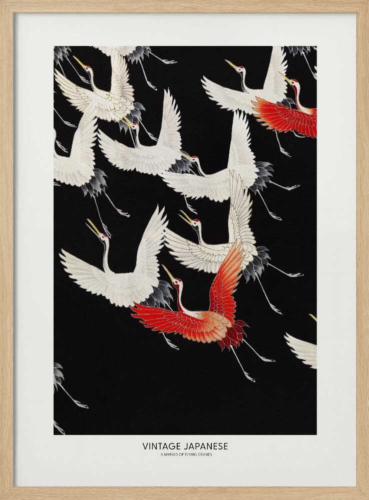 A Myriad of Flying Cranes Art Print UK — Japanese Vibrant Wall Art — Living Room — Wall It All Prints