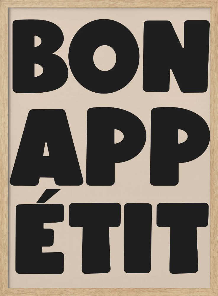 Bon Appétit Saying Art Print UK — Abstract Dark Wall Art — Kitchen — Wall It All Prints