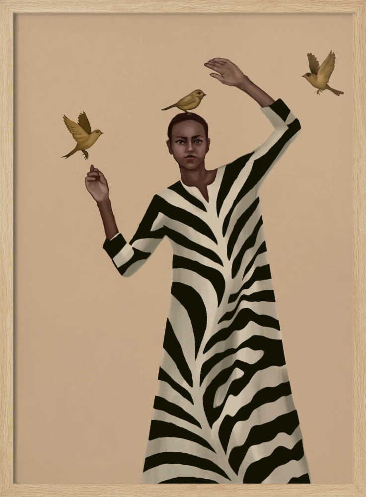 Graceful Woman and Birds