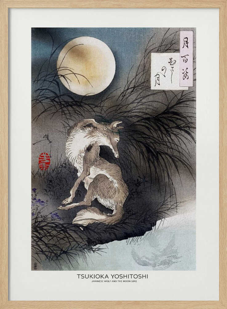 Japanese Wolf and the Moon (1892)