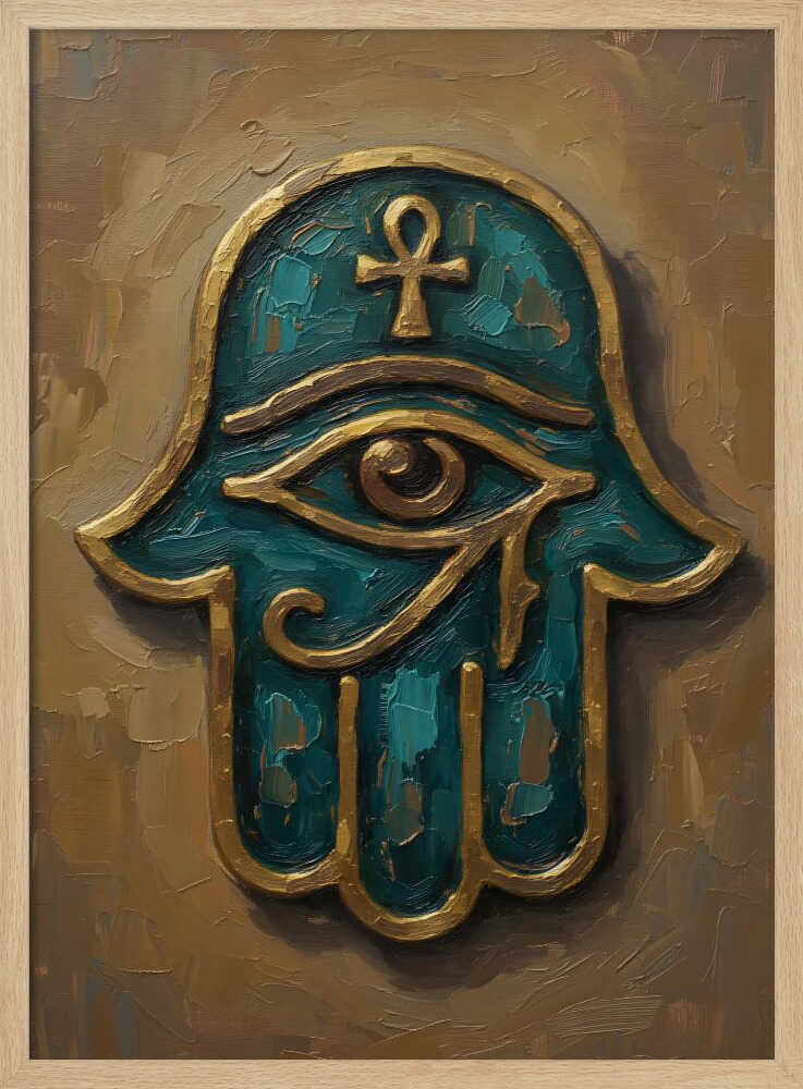 Golden Teal Hamsa Hand HUGO