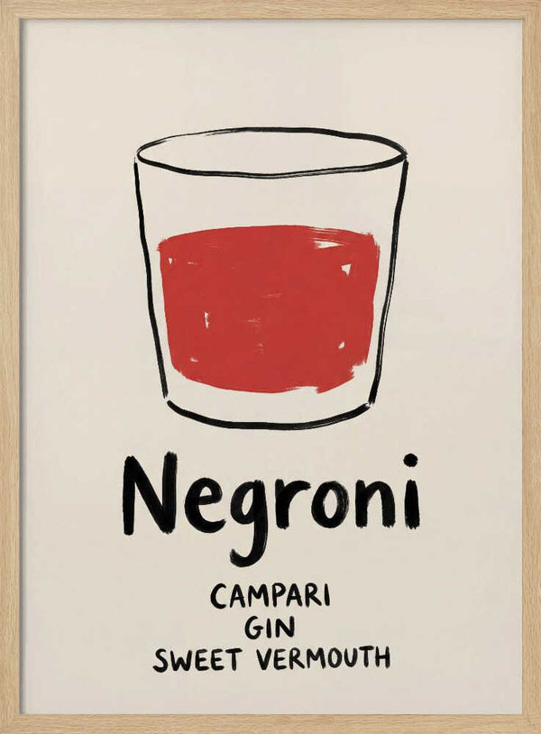 Classic Negroni Cocktail Art Print UK — Abstract Minimal Wall Art — Kitchen — Wall It All Prints