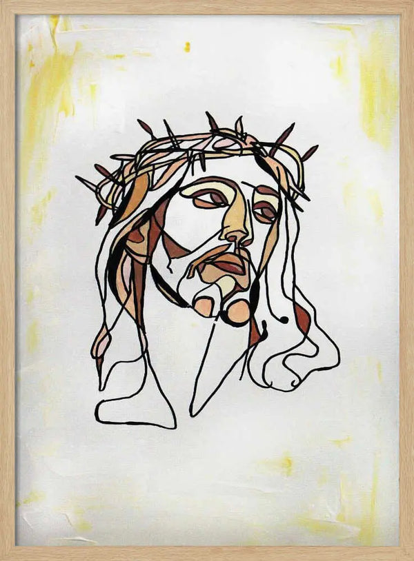 Jesus Abstract line art portrait of Jesus Christ wearing a crown of thorns Rafal Kulik