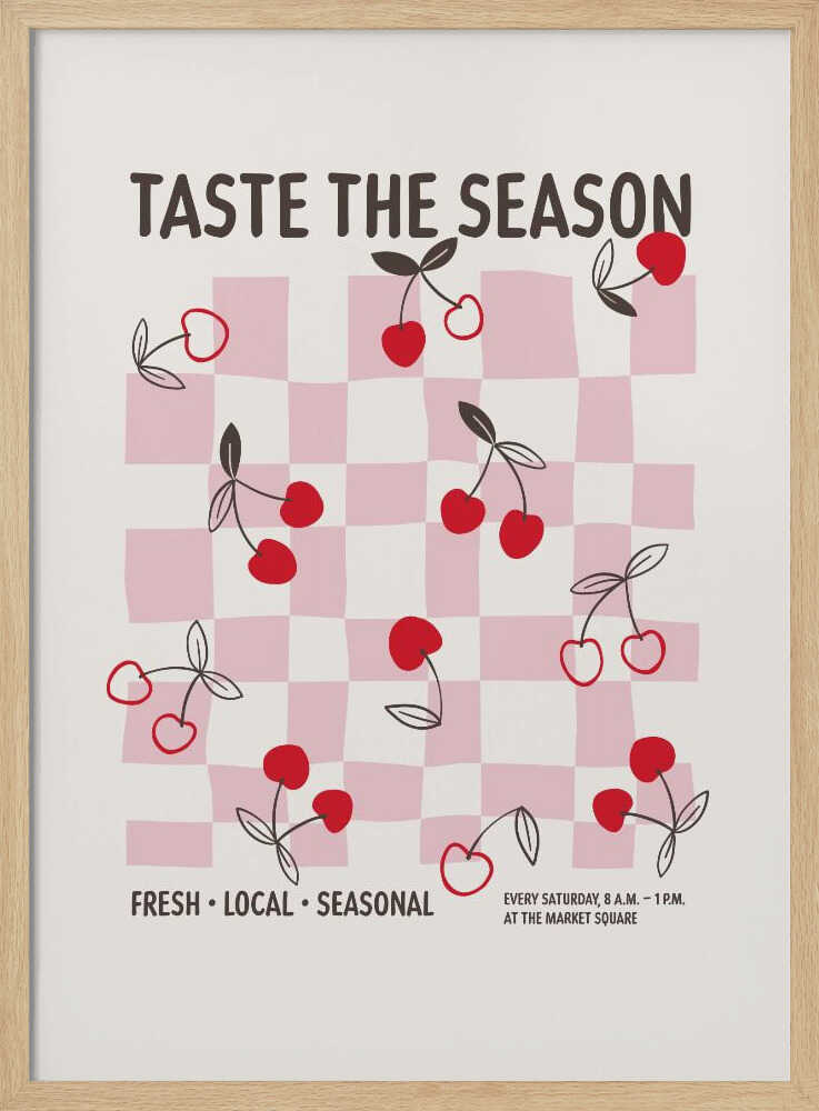 Taste The Season Cherries Art Print UK — Abstract Fresh Wall Art — Kitchen — Wall It All Prints