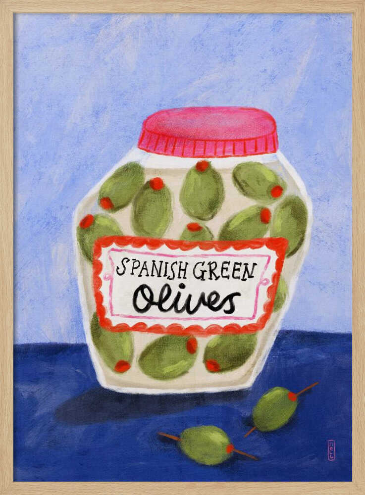 Spanish Green Olives Jar Art Print UK — Food Fresh Wall Art — Kitchen — Wall It All Prints