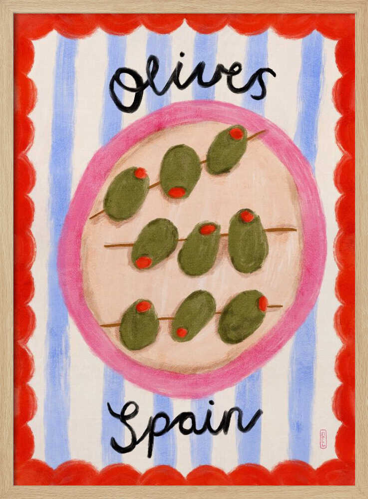 Spanish Olives Plate Art Print UK — Abstract Vibrant Wall Art — Kitchen — Wall It All Prints