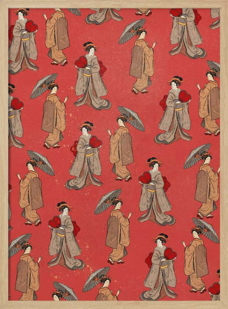 Elegant Geisha Pattern Art Print UK — Japanese Elegant Wall Art — Living Room — Wall It All Prints