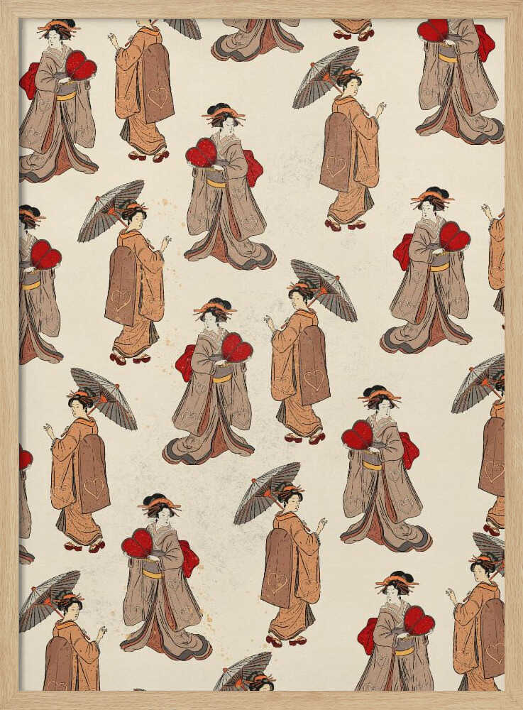 Elegant Kimono Hearts Art Print UK — Japanese Elegant Wall Art — Living Room — Wall It All Prints