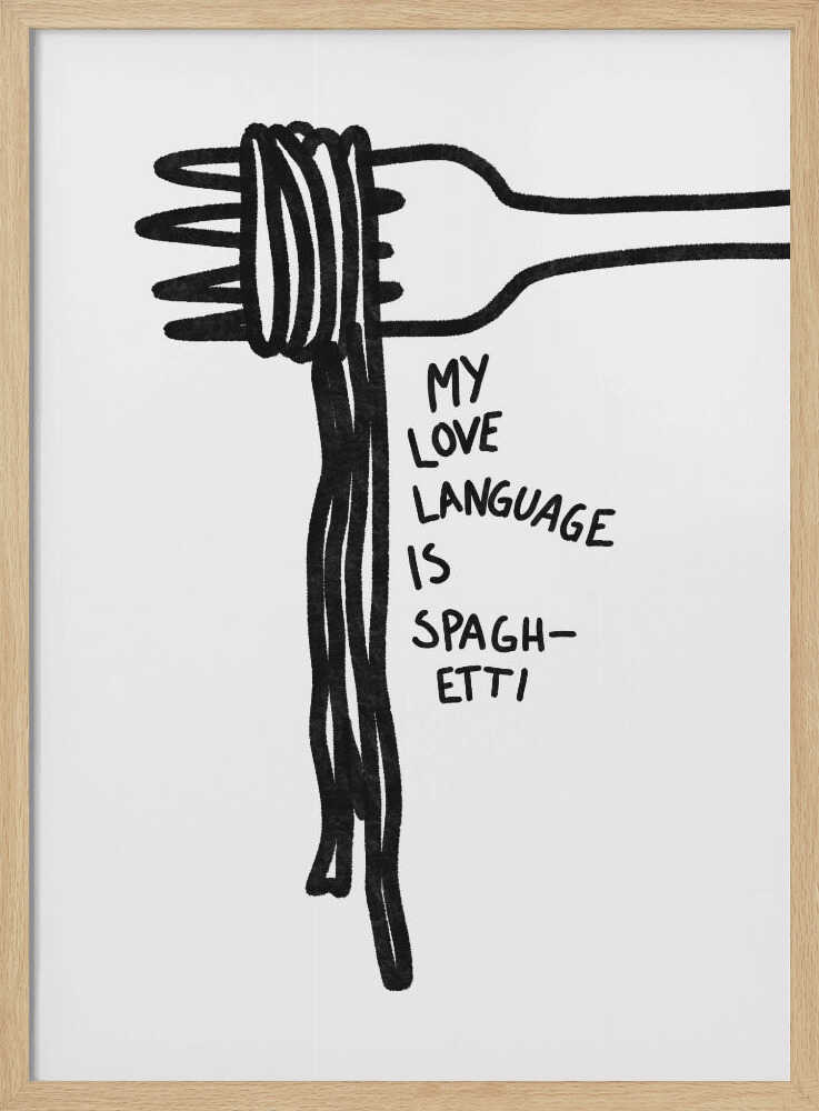 Spaghetti Love Art Print UK — Abstract Dark Wall Art — Kitchen — Wall It All Prints
